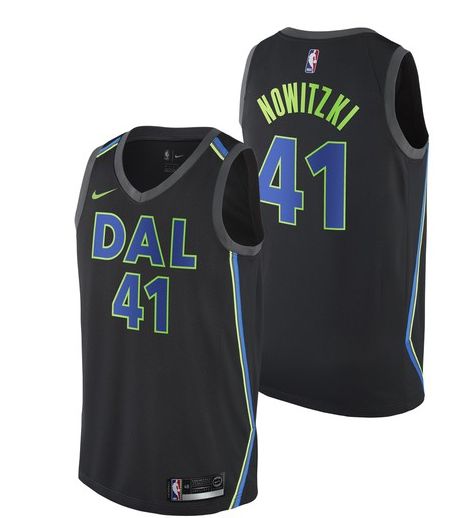 Men Dallas Mavericks #41 Nowitzki Black Game Nike NBA Jerseys